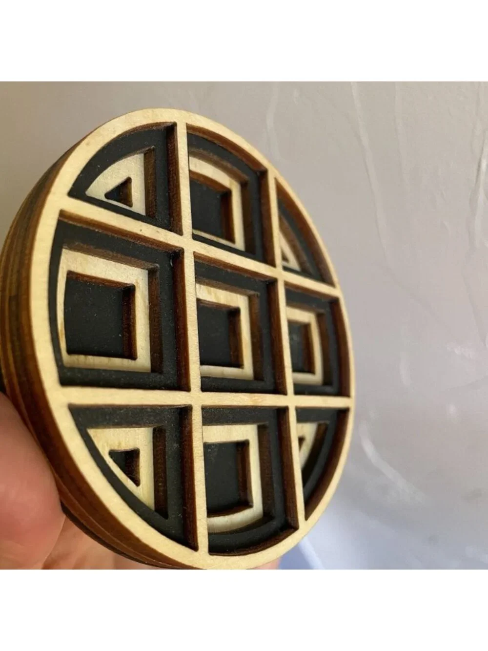 Baltic-by-Design Handmade Wood Coasters Set Of 4 Laser Cut Geometric Artisan